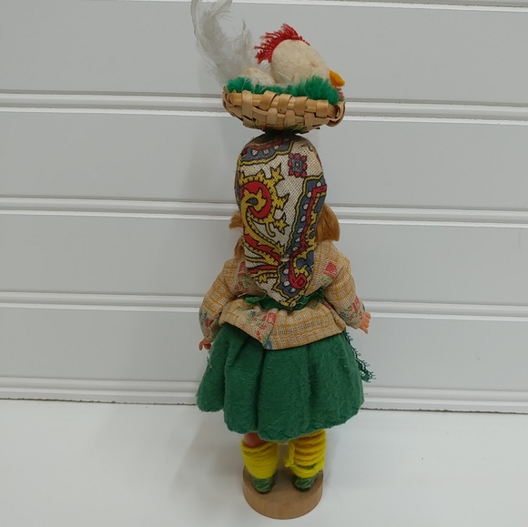 Vintage Portugal Girl Doll in Traditional Dress w/ Chicken Hat Souvenir Figurine - Picture 8 of 16